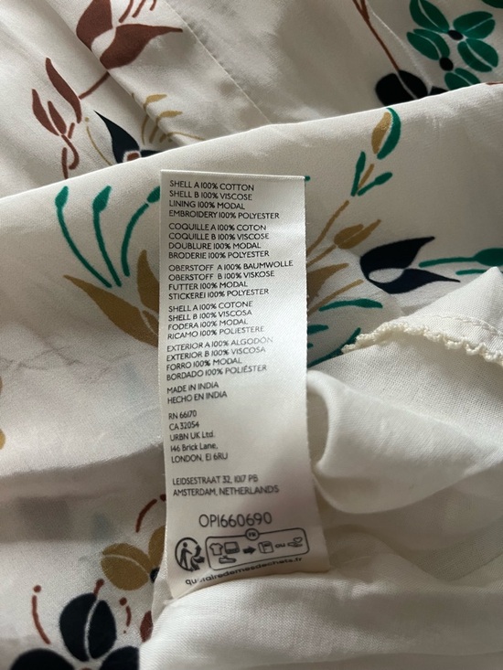 Anthropologie 24W Printed V-Neck Maxi Dress floral crochet bodice ivory, boho - Picture 9 of 10